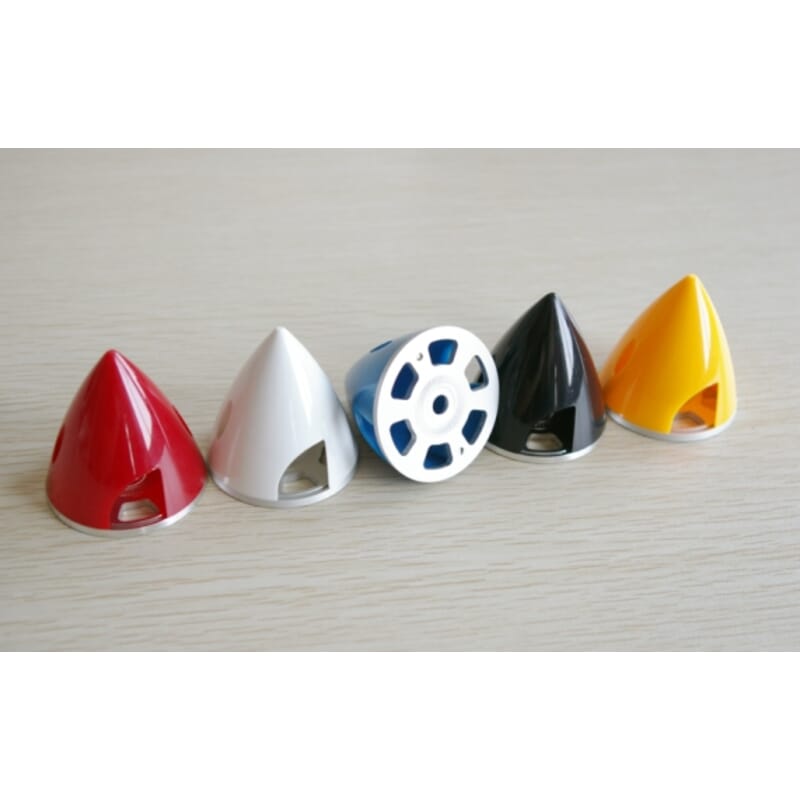 Cono de plastico de 57 mm, base aluminio Blanco Cono de plastico de 57 mm, base aluminio Blanco
