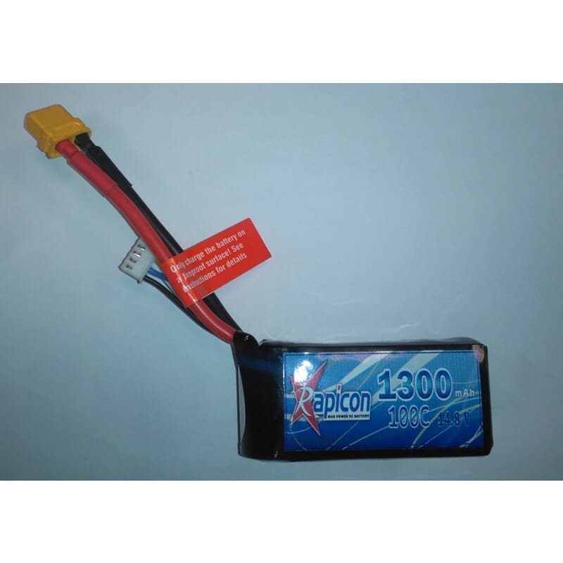 Lipo Rapicon 14.8V 1300mAh 4S 100C Quad Race Lipo Rapicon 14.8V 1300mAh 4S 100C Quad Race